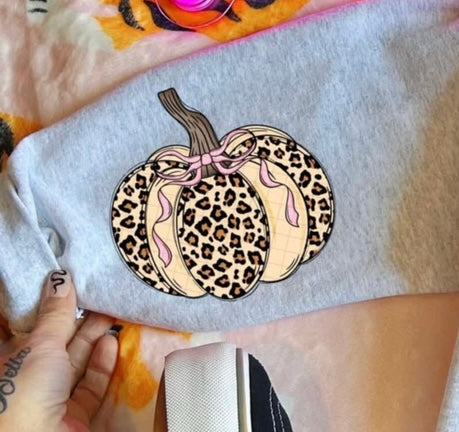 Leopard pumpkin pink bow (Linda) 107892 DTF transfer