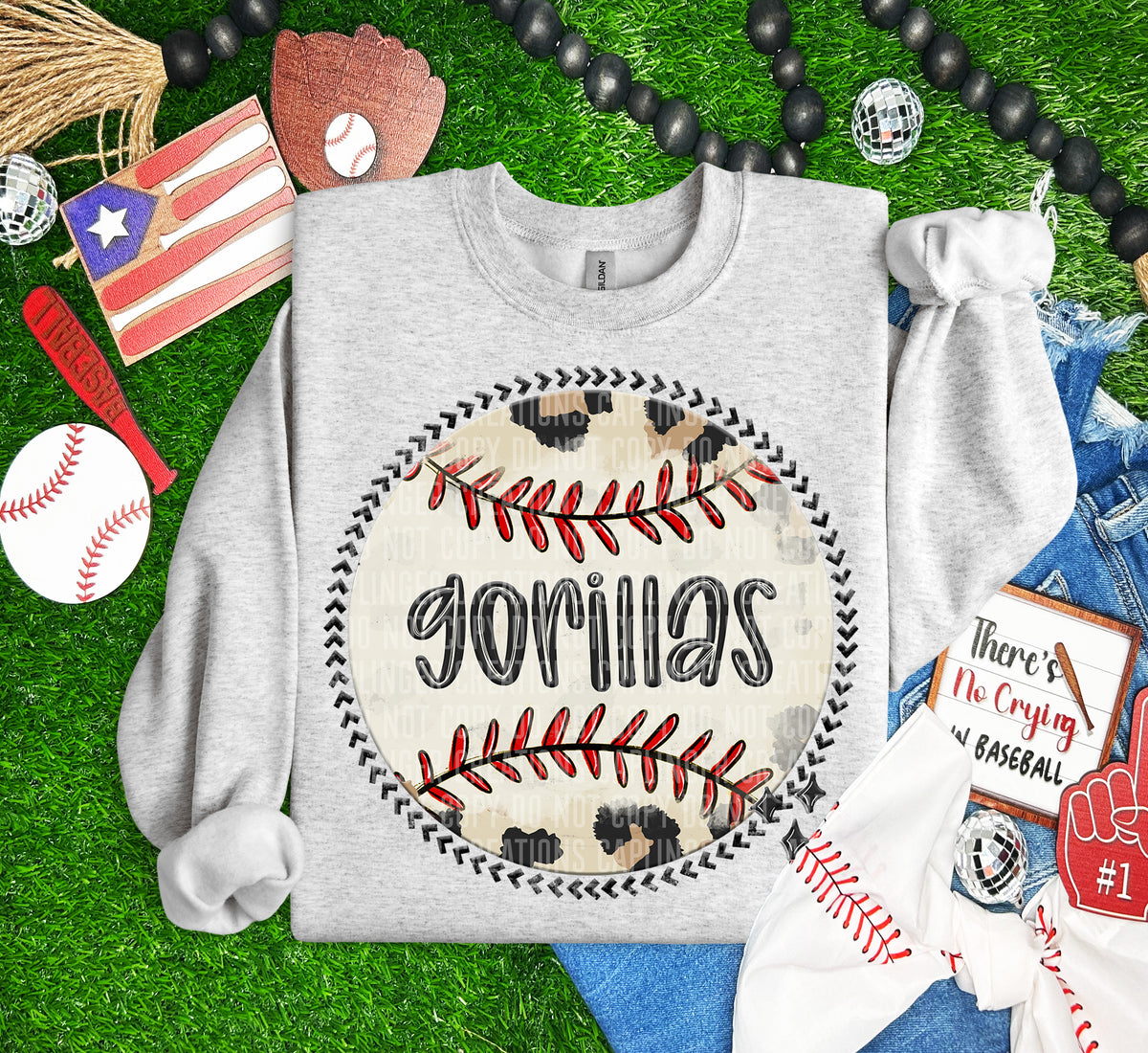 Gorillas baseball background (Caplinger) DTF transfer