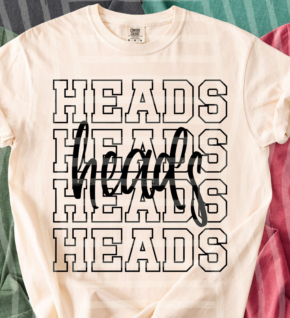 heads simple stacked outlines (Caplinger) DTF Transfer