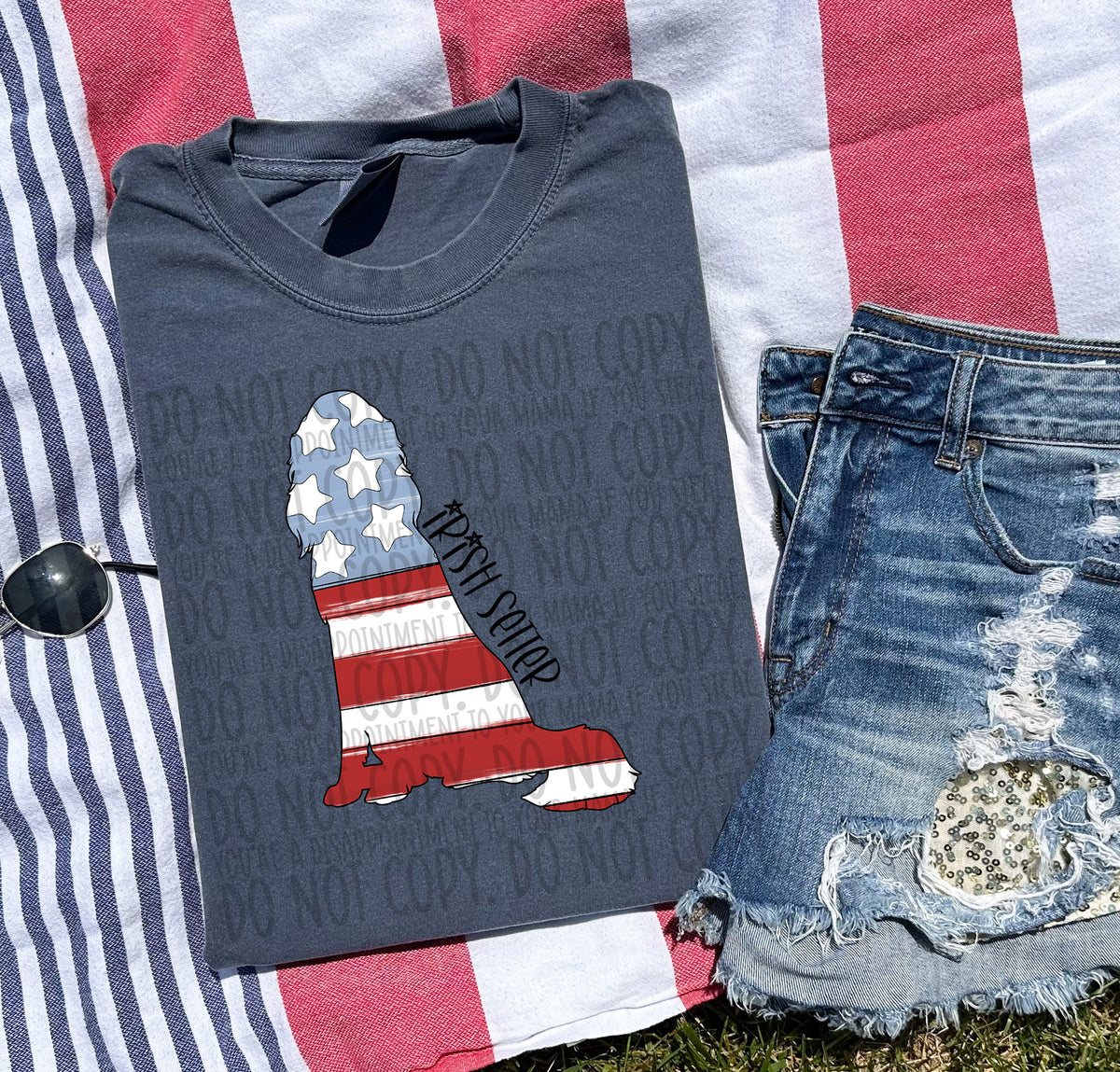 IRISH SETTER patriotic black font (SWD) DTF transfer