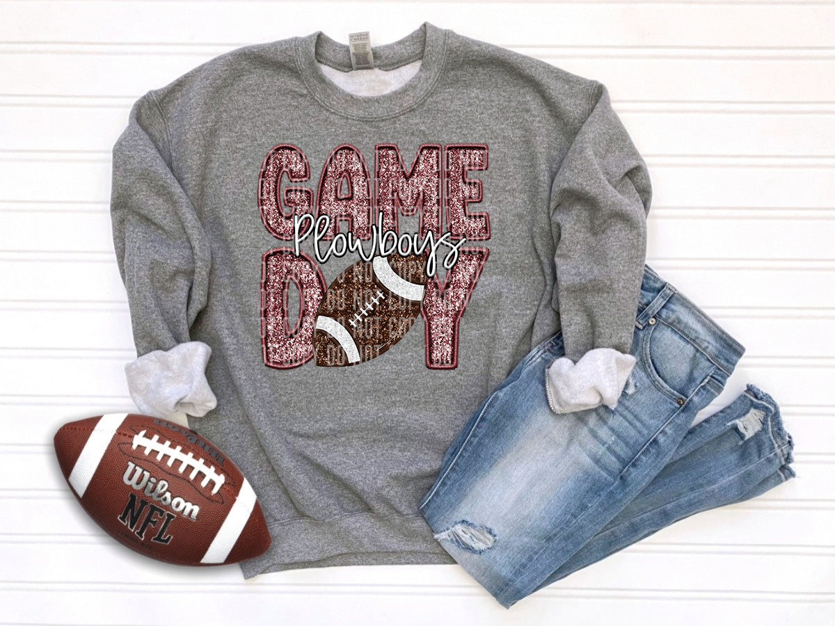 Plowboys Game Day Football CRIMSOM (Caplinger) 98219 DTF transfer