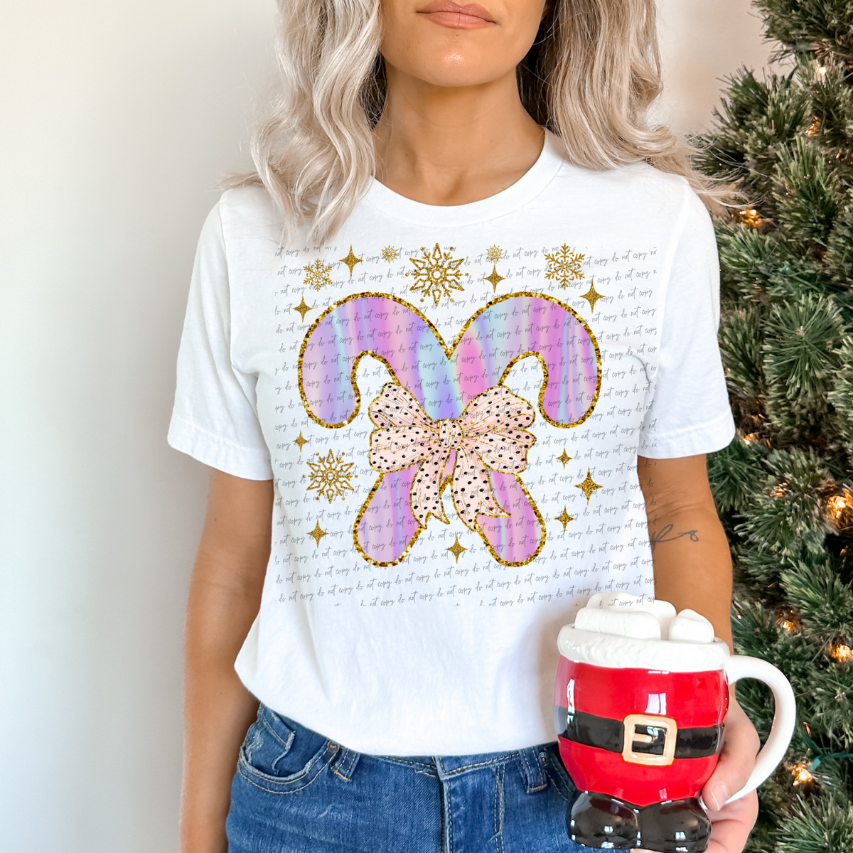 Candy Cane With Bow (light colored) 68167 DTF Transfer
