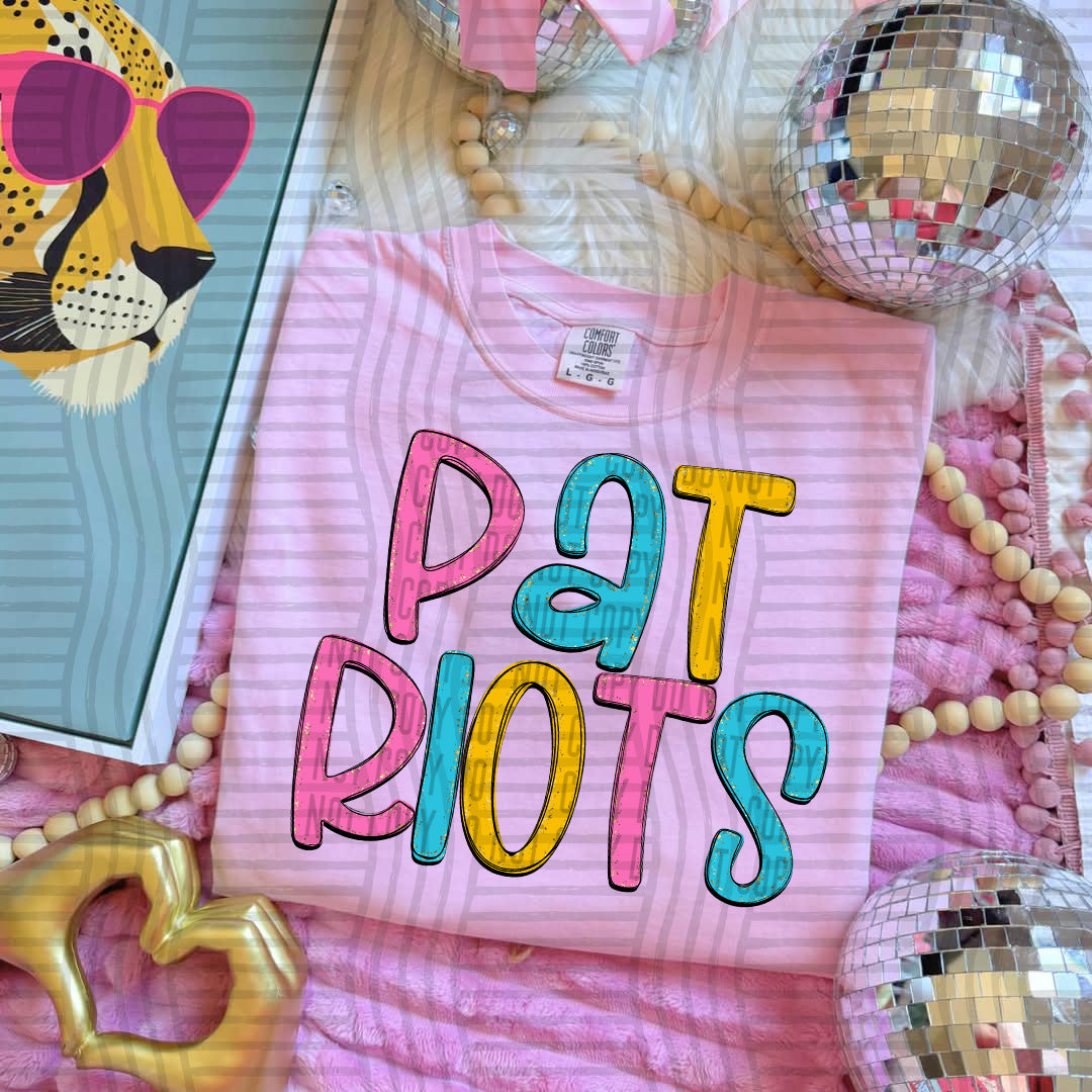 blue yellow and pink patriots stacked (Caplinger) DTF Transfer