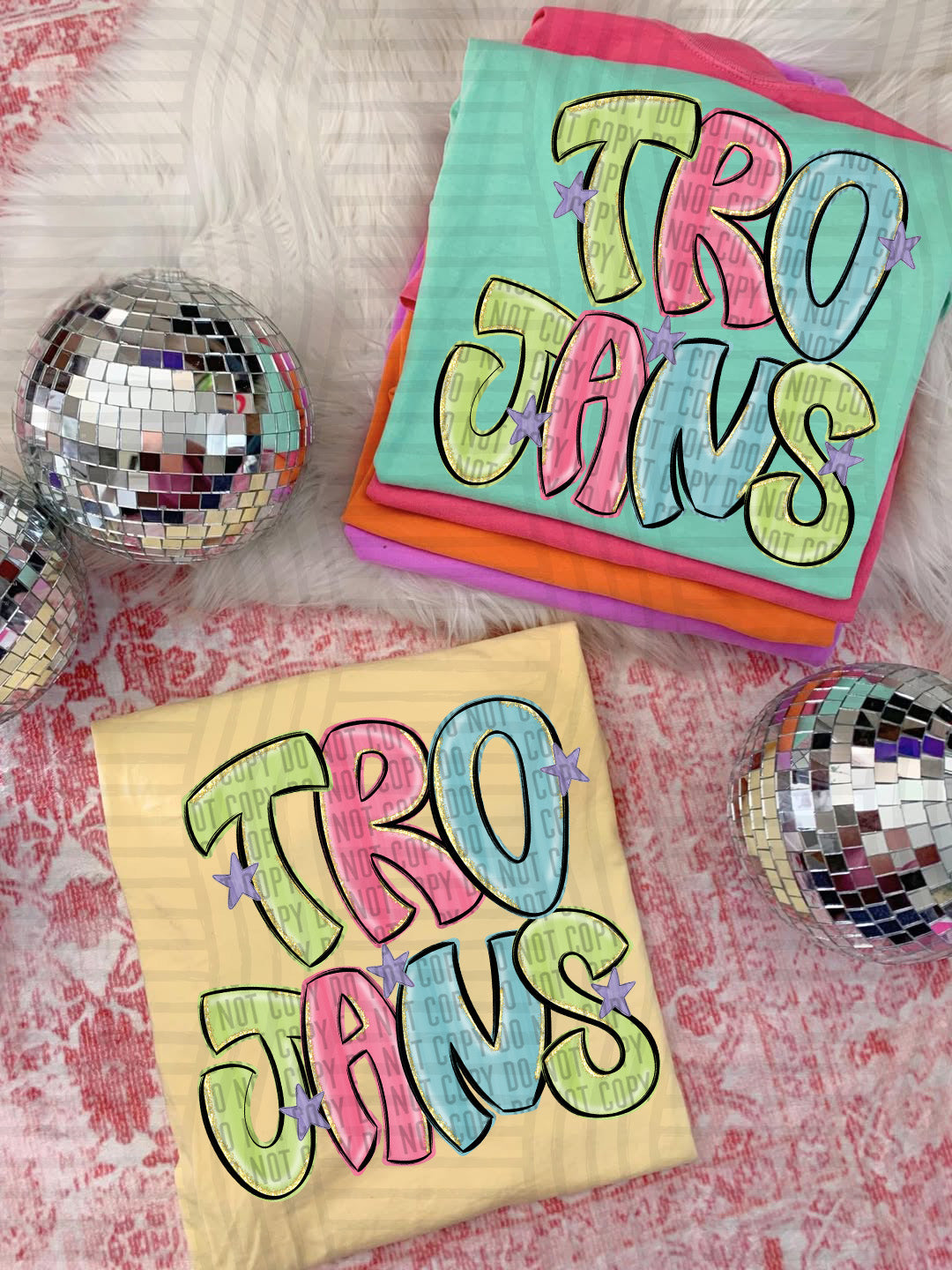 Trojans Glittery & Preppy Mascots (Caplinger) DTF transfer