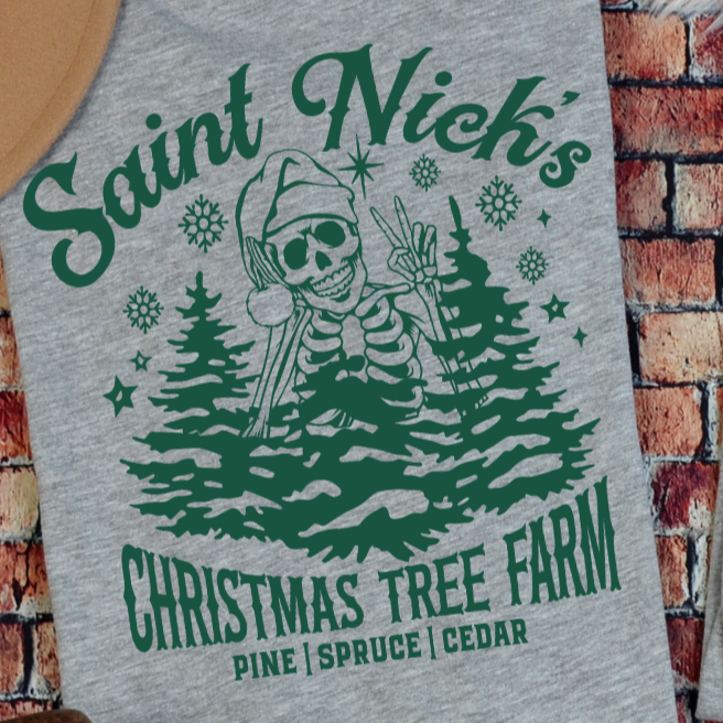 Saint Nick's Christmas Tree Farm *Green* (BACK ONLY) 68276DTF Transfer