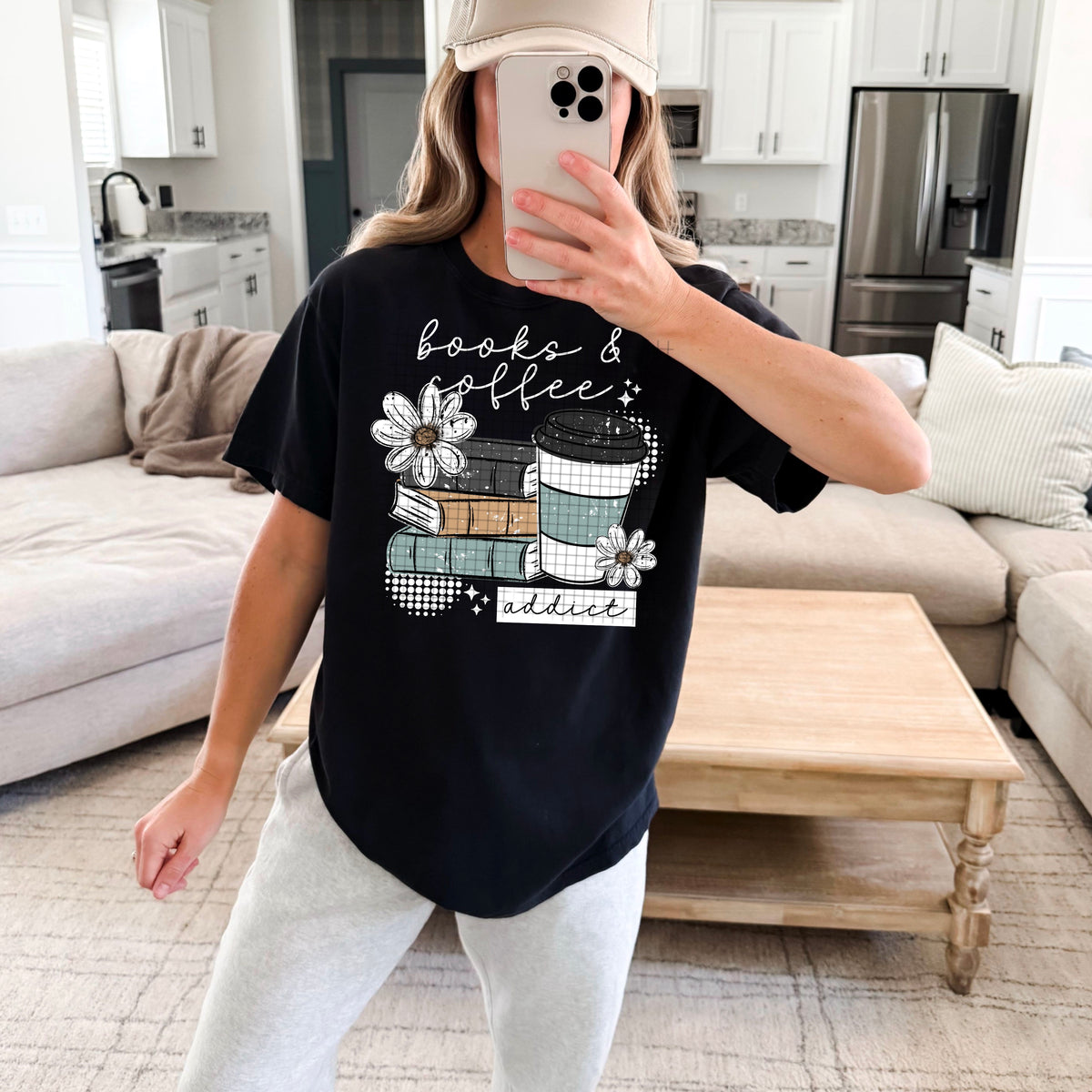 Books and Coffee WHITE accents (CSC) DTF Transfer