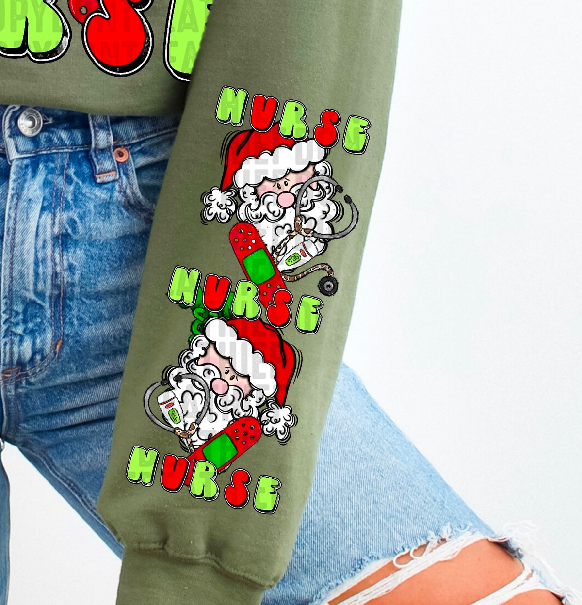 Santa’s favorite nurse sleeve 103588 DTF transfer