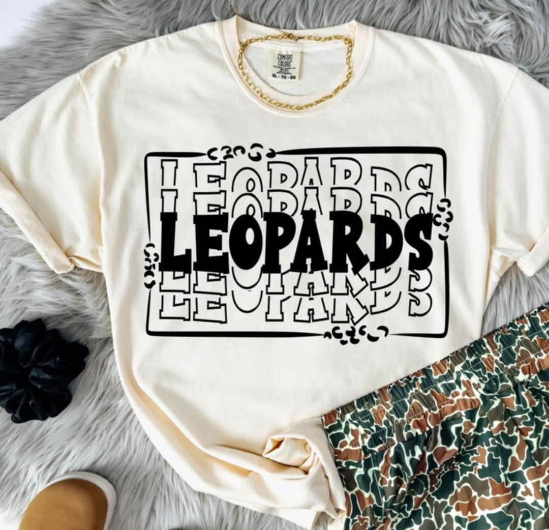 Leopards stacked with frame (S&G) 98110 DTF transfer