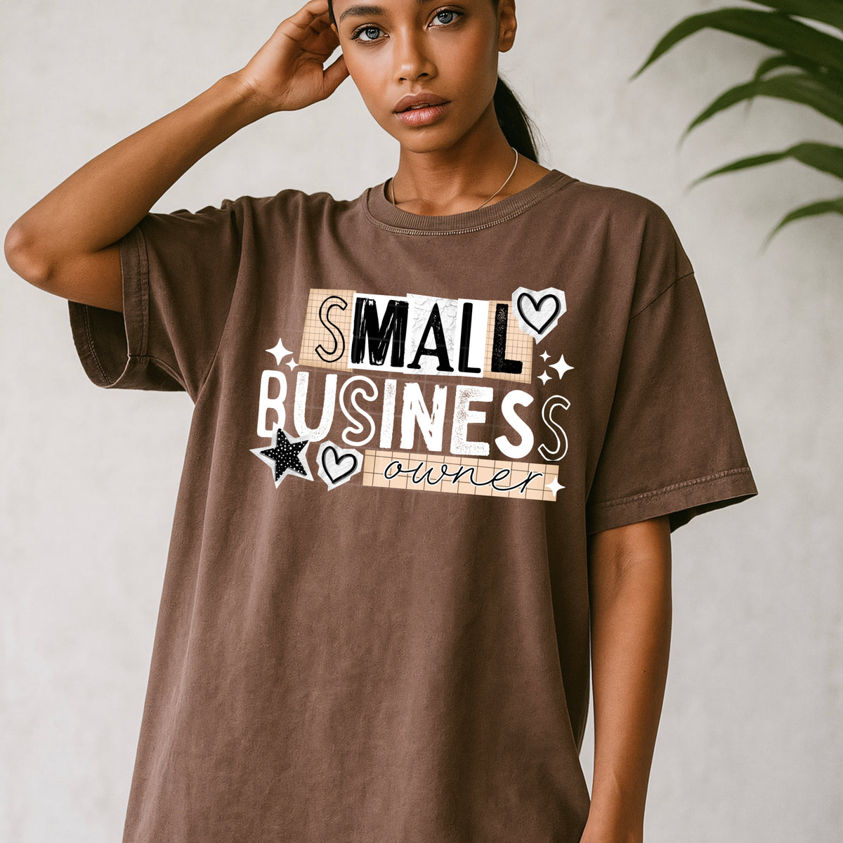 Small Business owner tan with white words (CSC) DTF Transfer