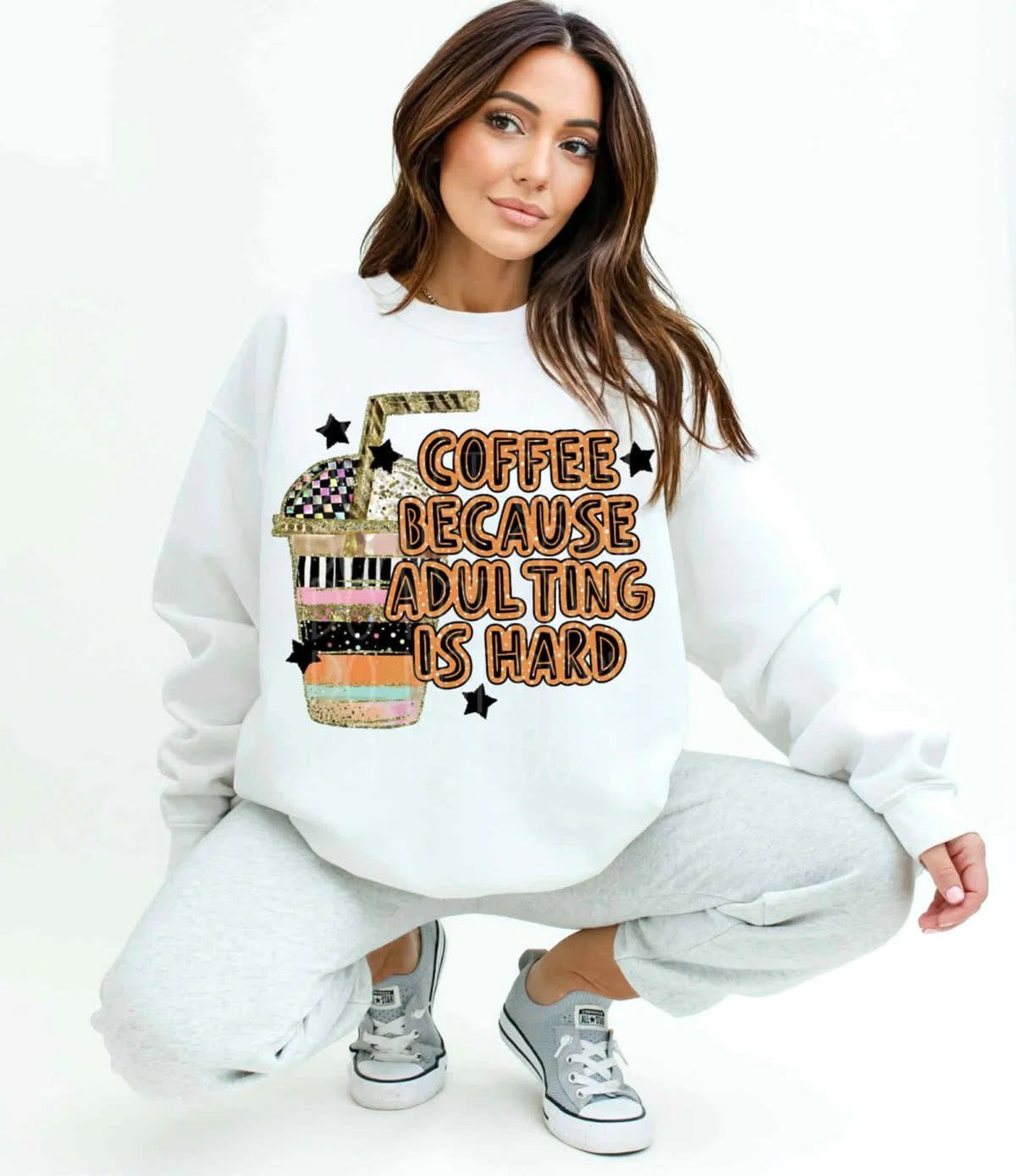 Coffee because adulting is hard sunday special DTF transfer