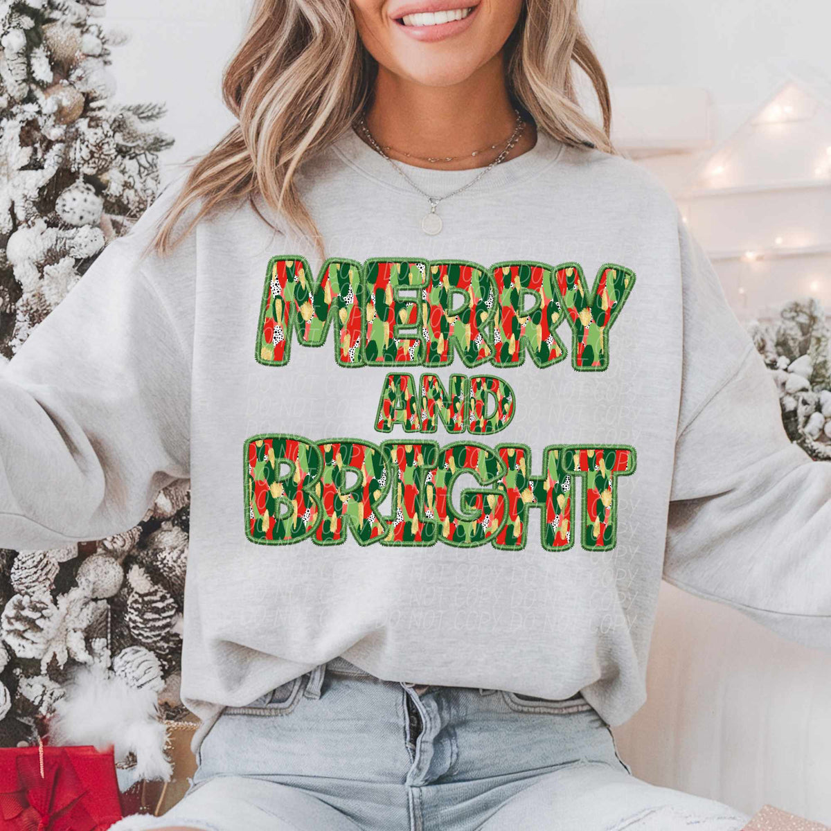 Merry and bright brushstroke (CITY) 65032 DTF transfer