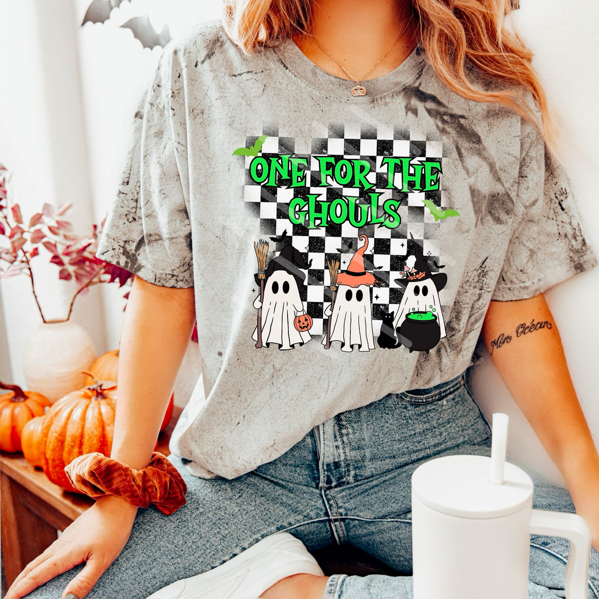 One for the Ghouls checker background 114073 DTF Transfer