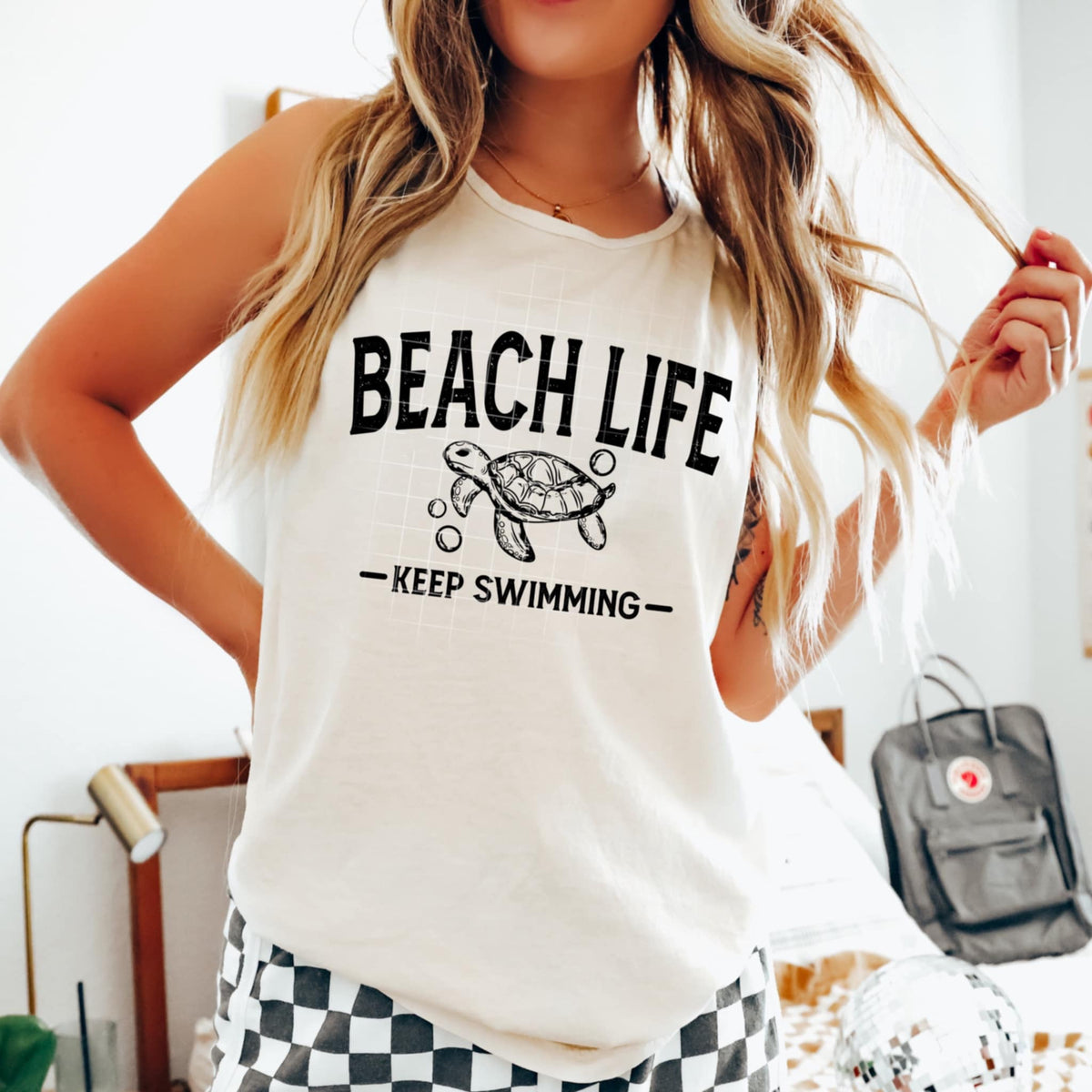 Beach life keep swimming BLACK (CSC) 98959 DTF transfer