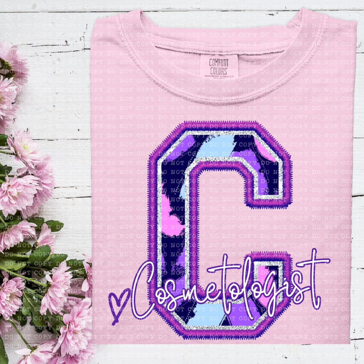 C cosmetologist purple brushstrokes (ECHT) 93963 DTF transfer