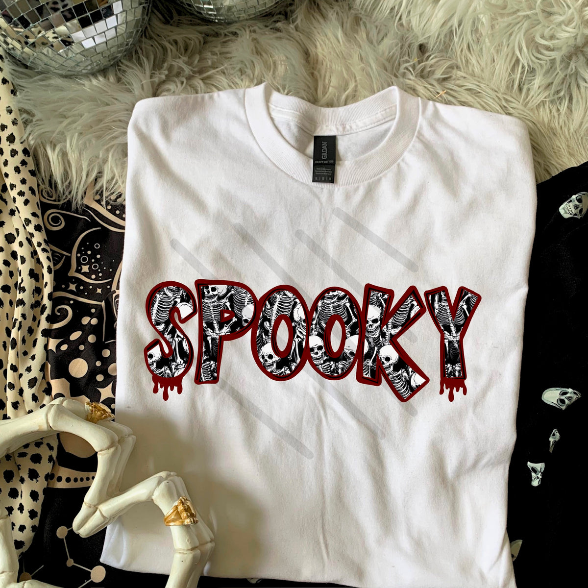 Spooky With skeletons and red outline 110698 DTF transfer