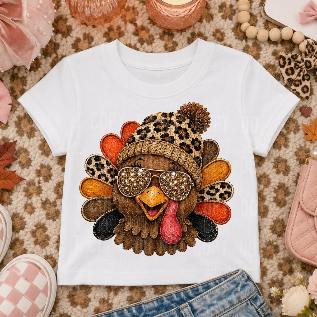 Turkey with leopard hat and sparkle sunglasses  Tuesday Deal DTF
