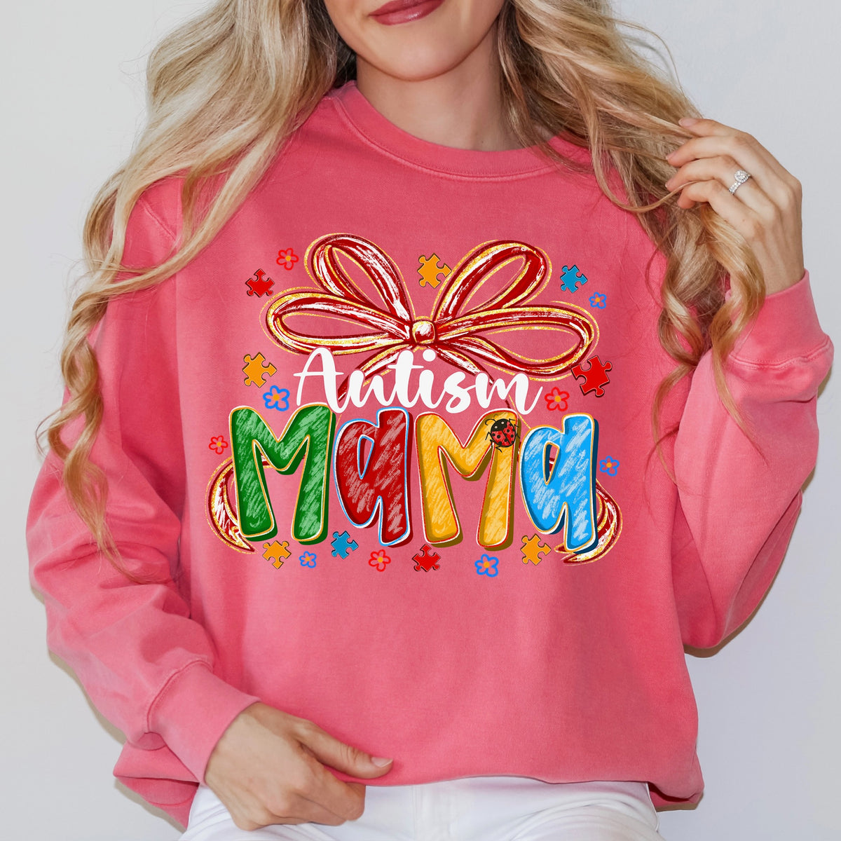 Autism Mama (white words) DTF transfer