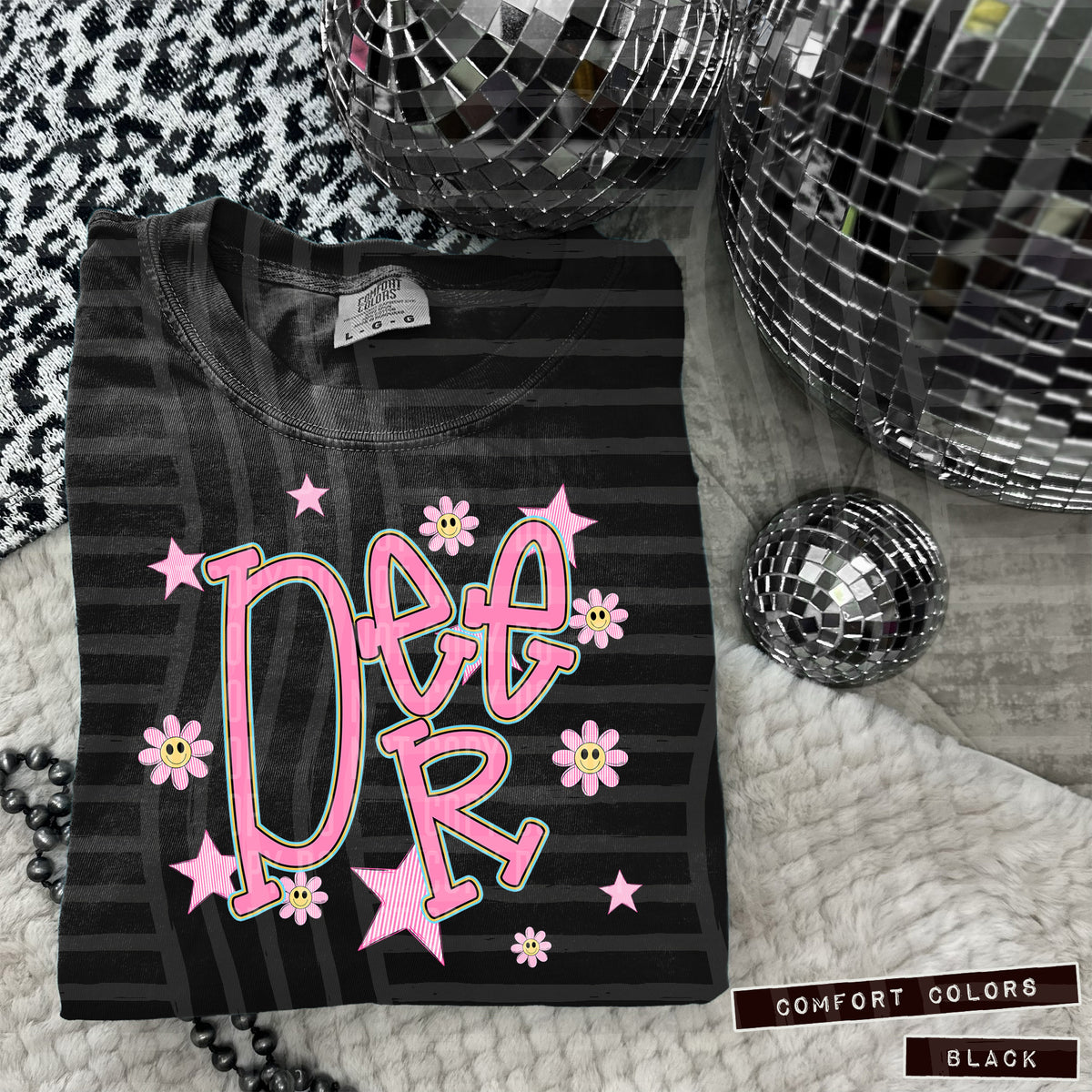 Deer Pink Flowers And Stars 104942 DTF transfer