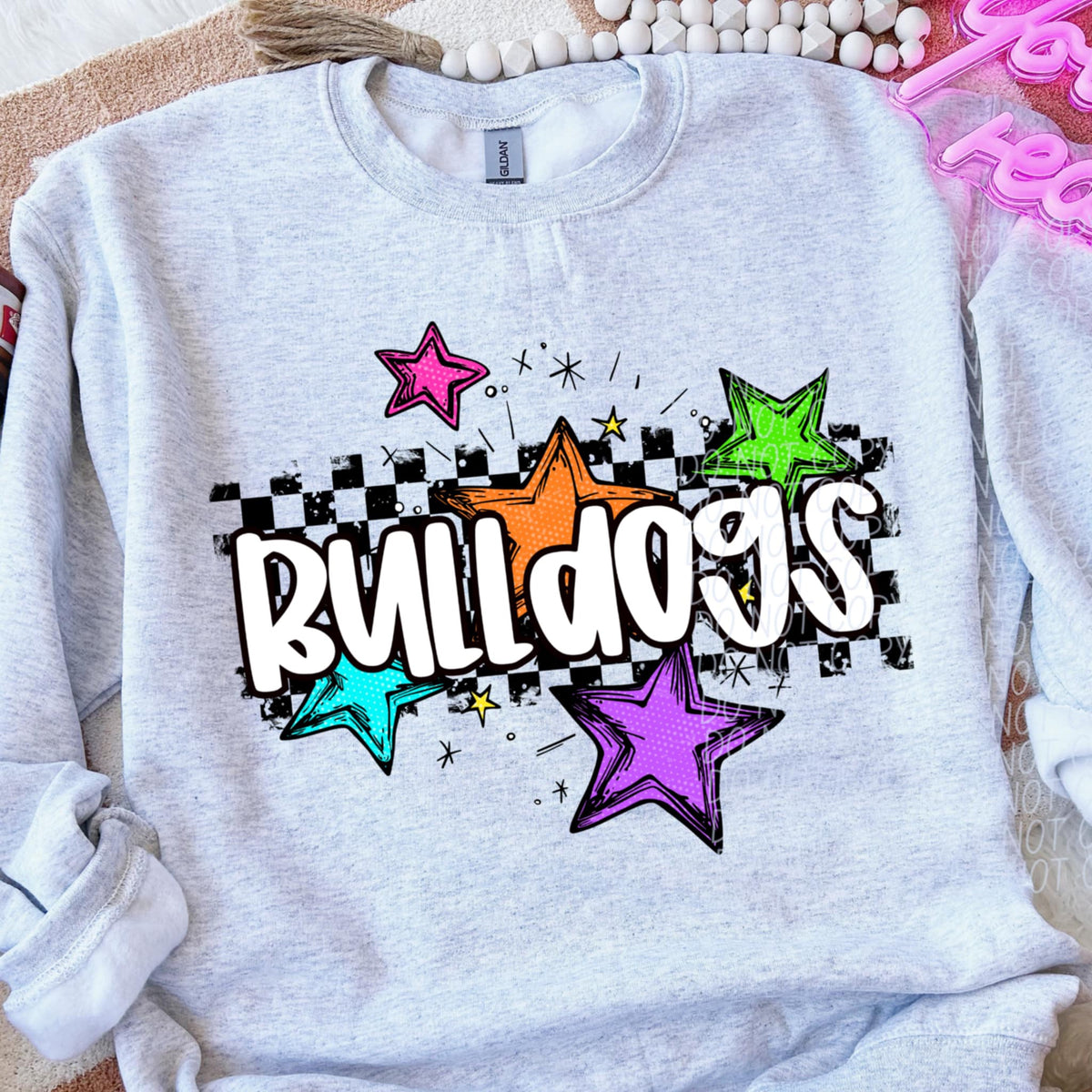 Bulldogs Mascot Rainbow Stars DTF TRANSFER