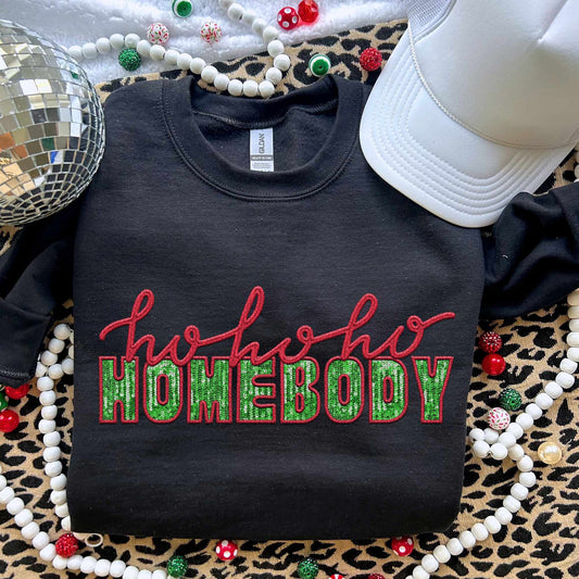 Ho ho ho homebody red and green sequin (HW) 70665 DTF transfer