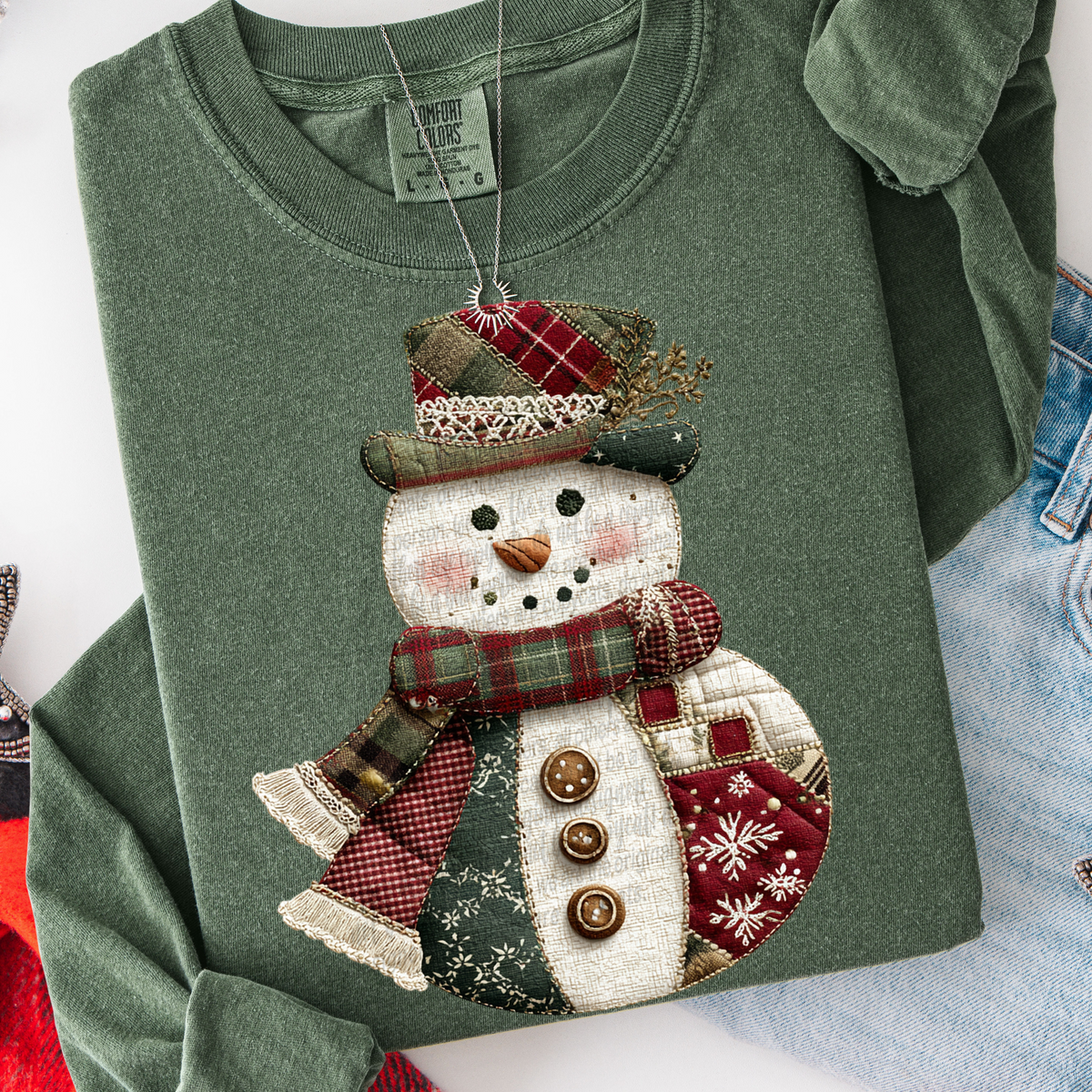 Faux Fabric Snowman (TTD) DTF Transfer