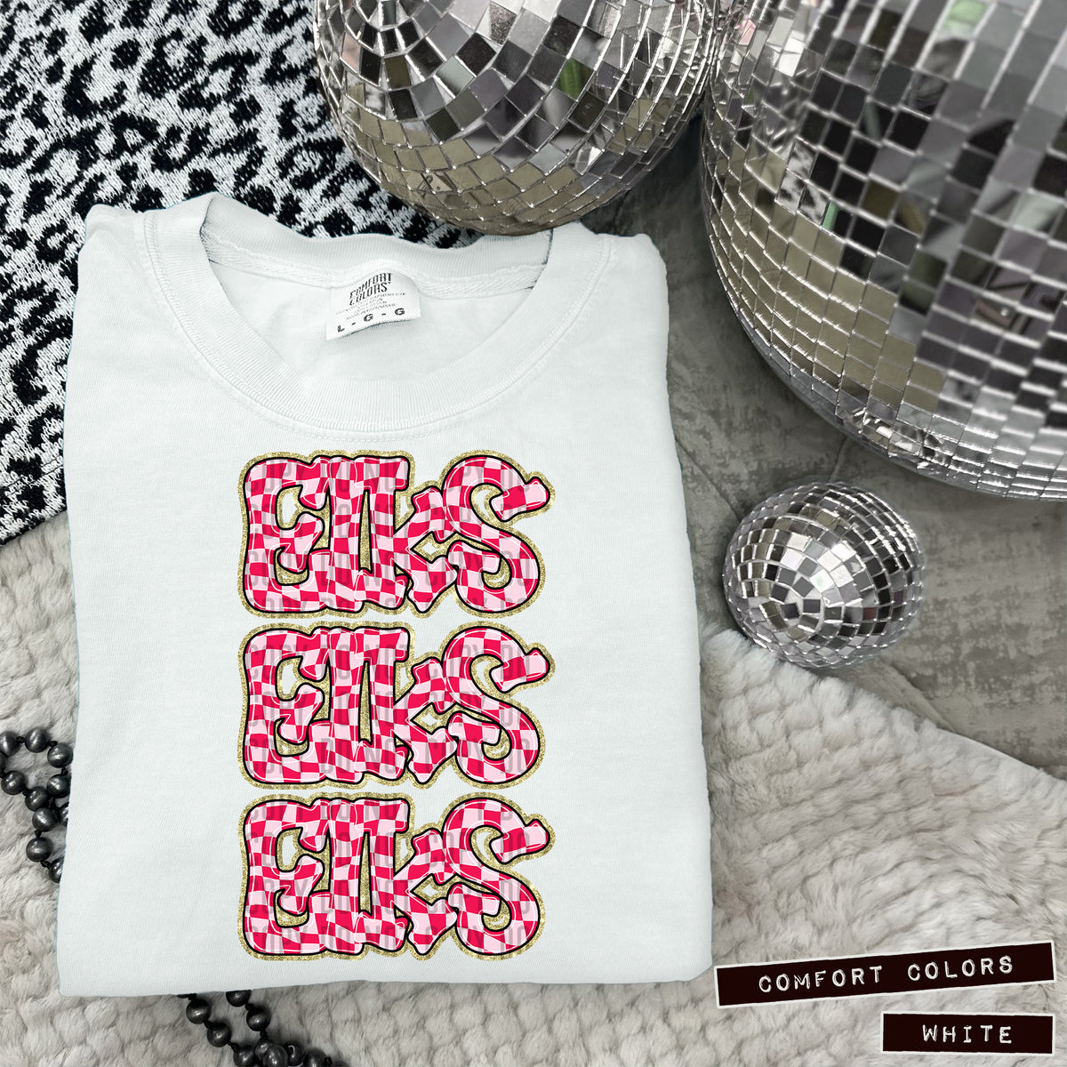 ELKS stacked pink checkered (Caplinger) DTF transfer