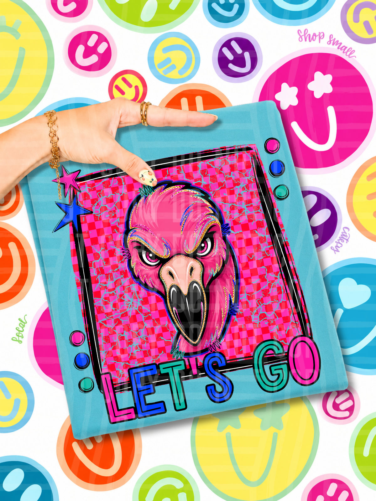 Lets go flamingo mascots (Caplinger) DTF transfer