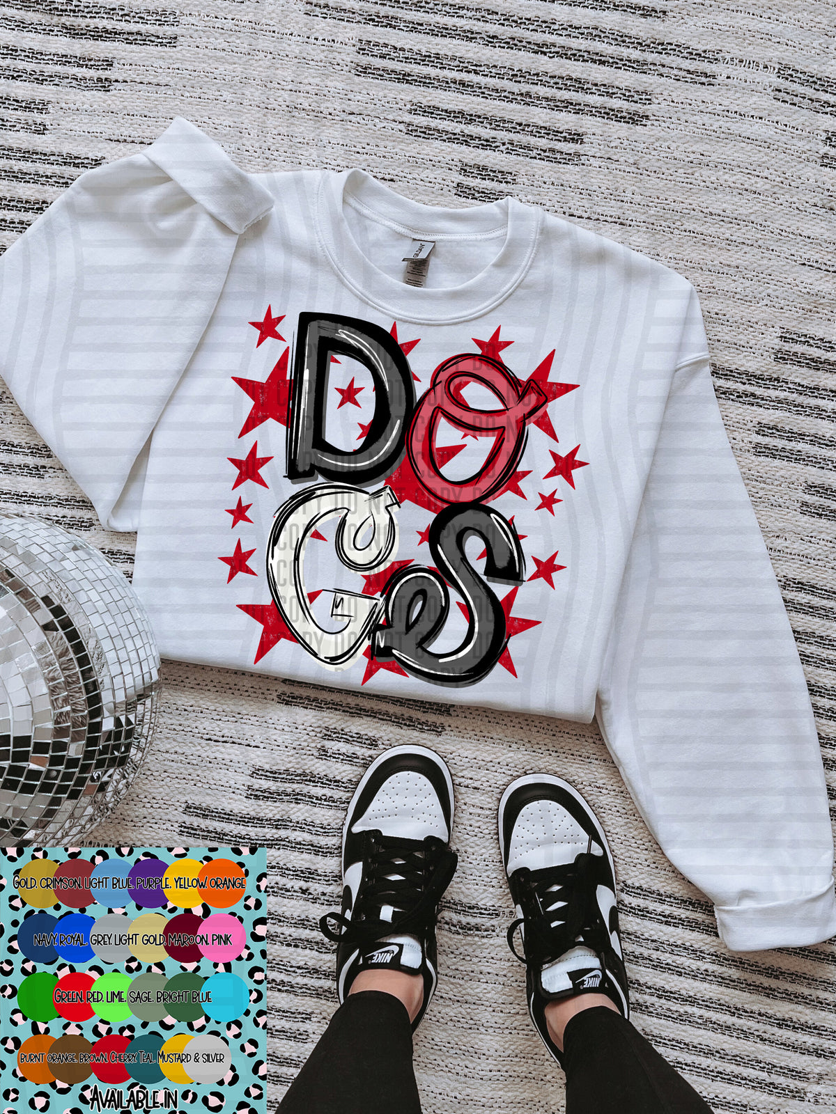 dogs black white and red with red stars (Caplinger) DTF Transfer