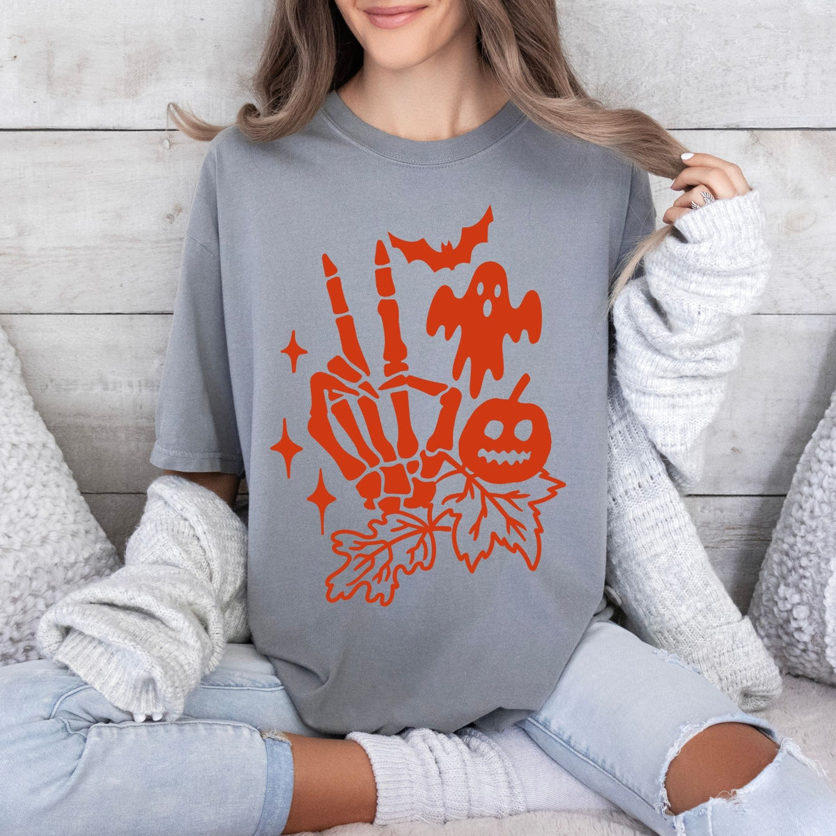 Skelly Hand ghost pumpkin-47189-DTF transfer