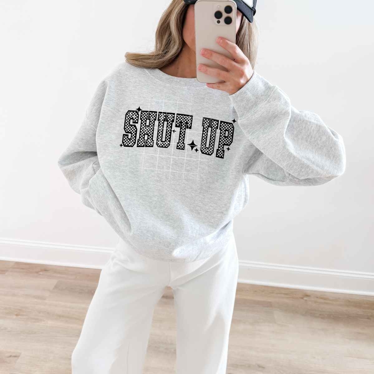 Shut up checker black (CSC) DTF transfer