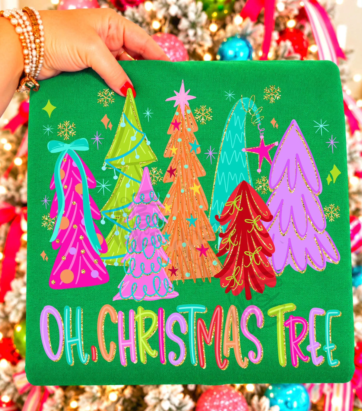 Oh christmas tree colorful trees (craftecorner) DTF Transfer