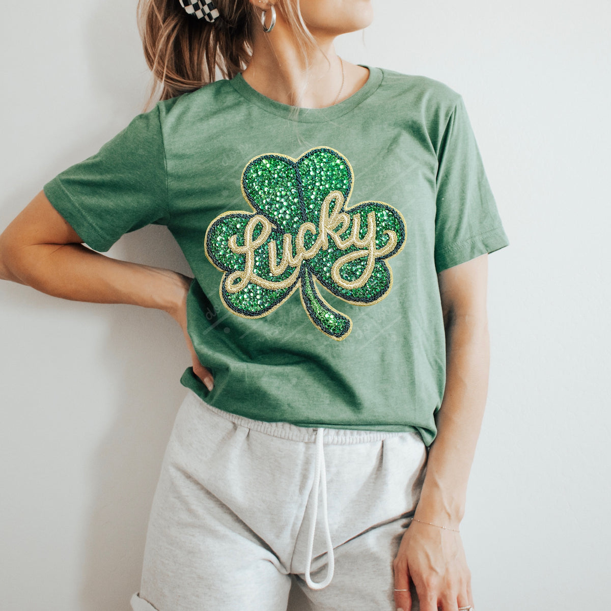 Lucky Faux Rhinestone shamrock DTF transfer