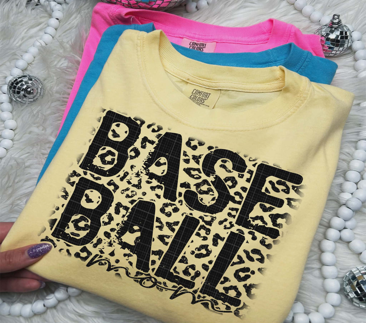 Baseball mom leopard BLACK (LINDA) DTF transfer