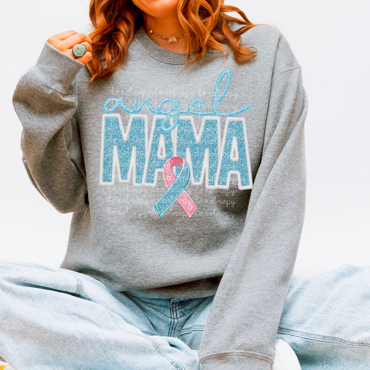 Angel mama blue words 115470  DTF transfer