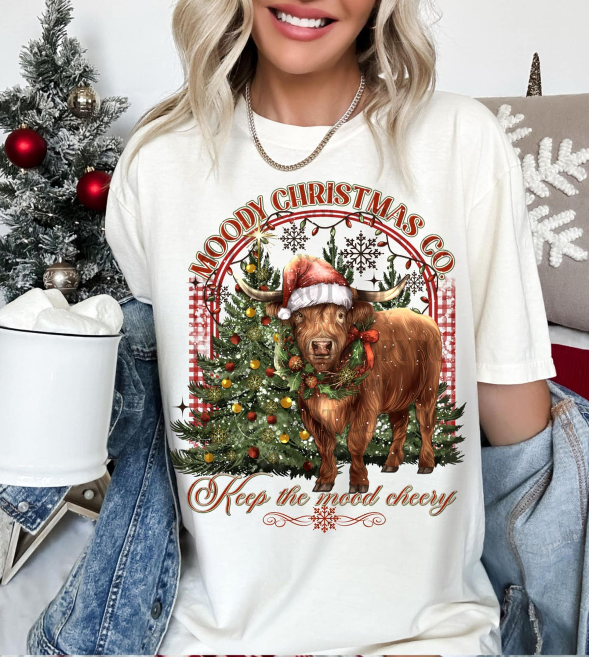 Moody Christmas Co Highland Cow AG DTF transfer