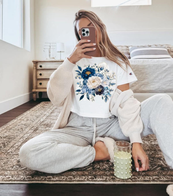 Blue and white florals (Lyttle) 91570 DTF transfer