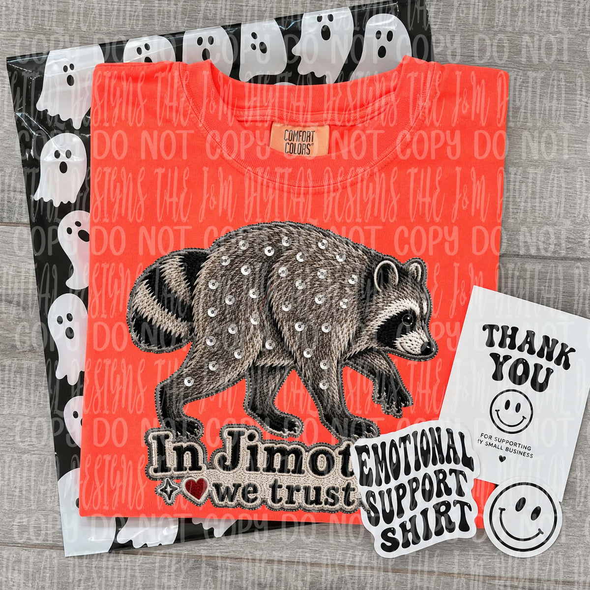 We trust raccoon bedazzled (J&M) DTF Transfer