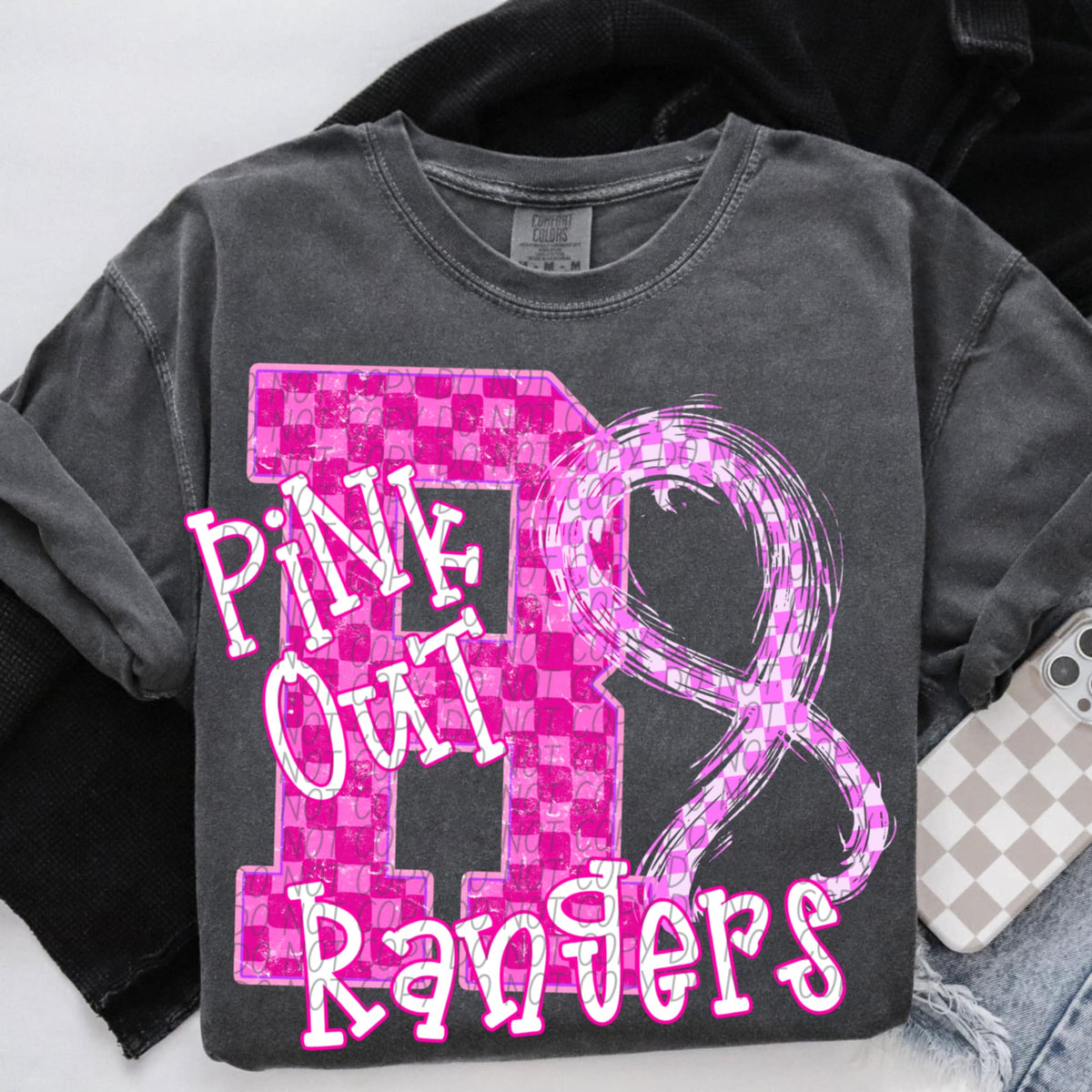 Rangers Pink Out Varsity (city) DTF Transfer