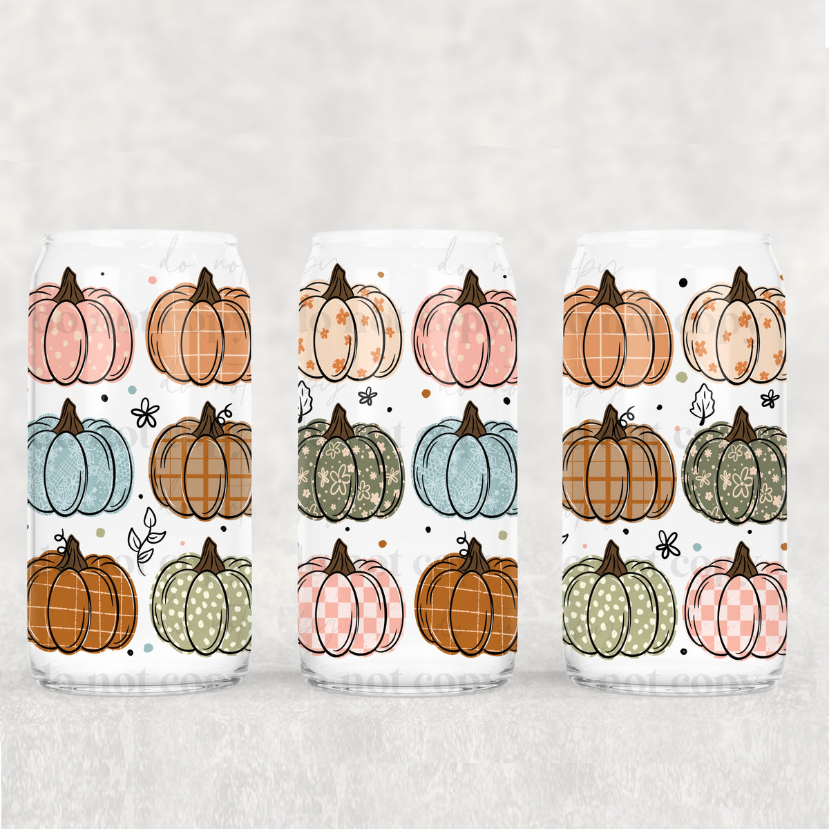 Patterned pumpkins rows (CSC) UV DTF WRAP
