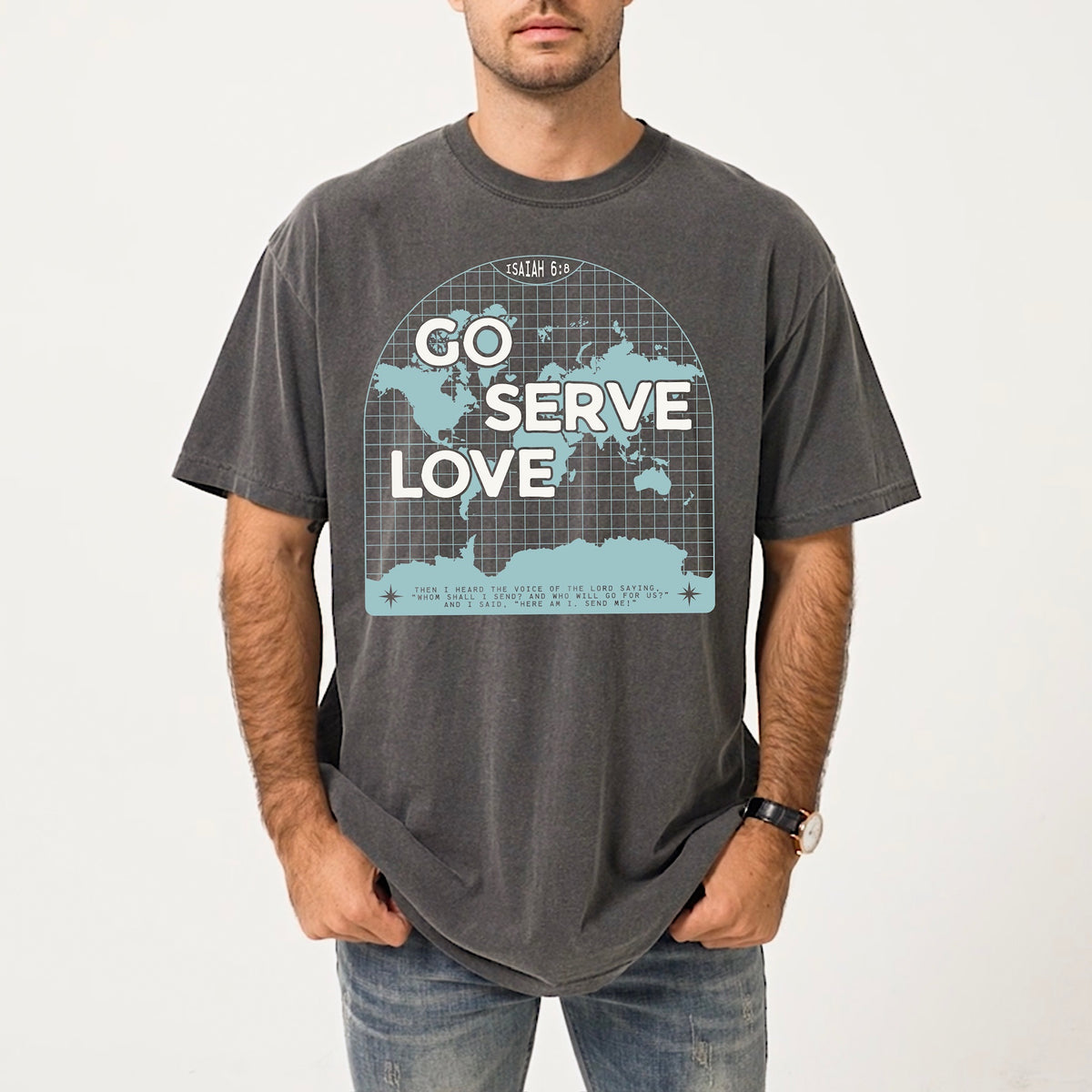 Go serve love (white and light blue) DTF Transfer