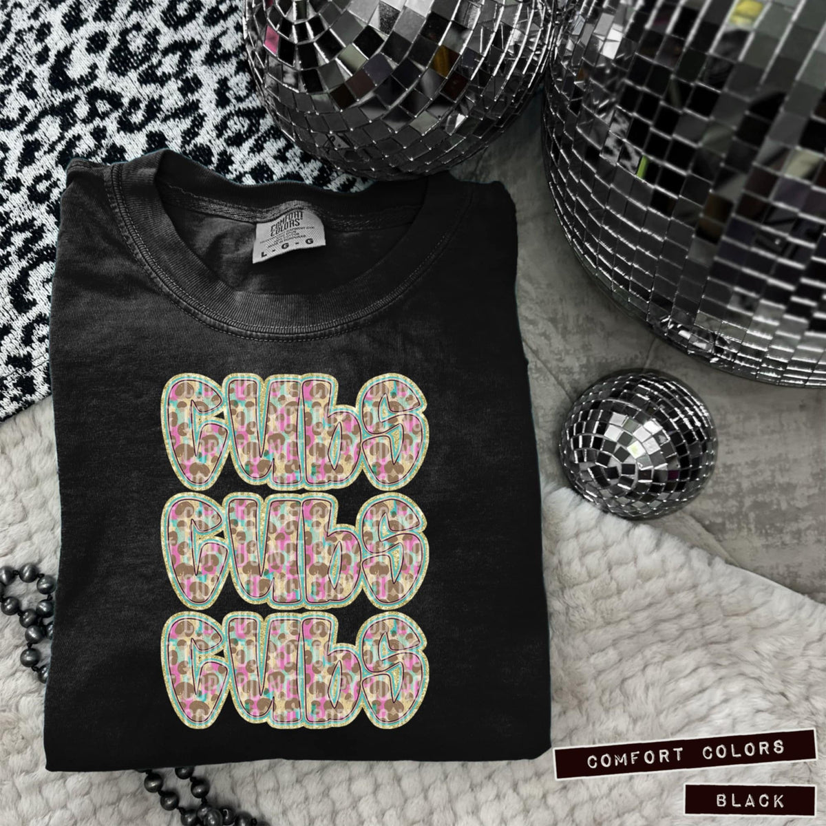 Cubs Leopard Stacked (Caplinger) 98497 DTF transfer