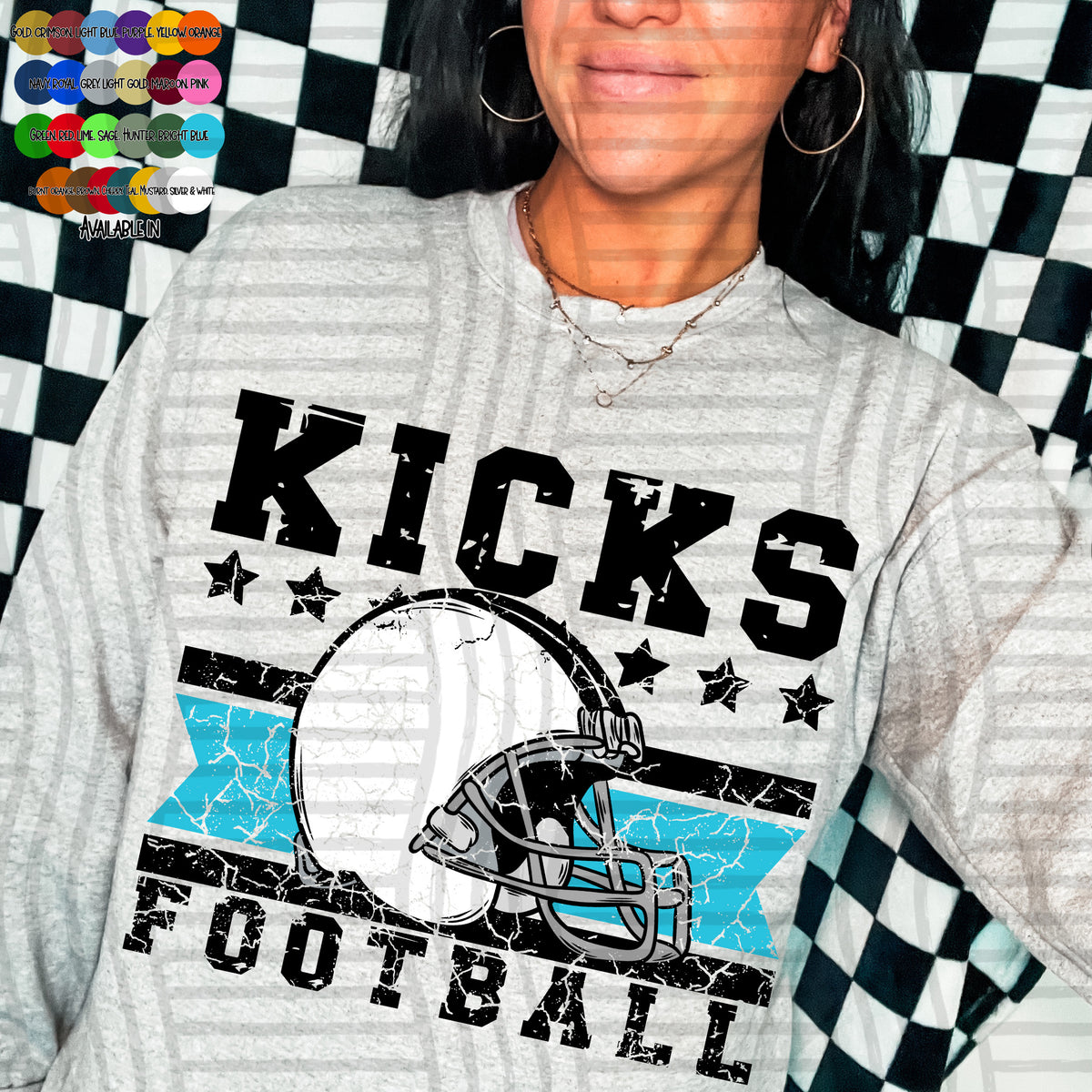 kicks football helmet distressed colors (caplinger) DTF transfer