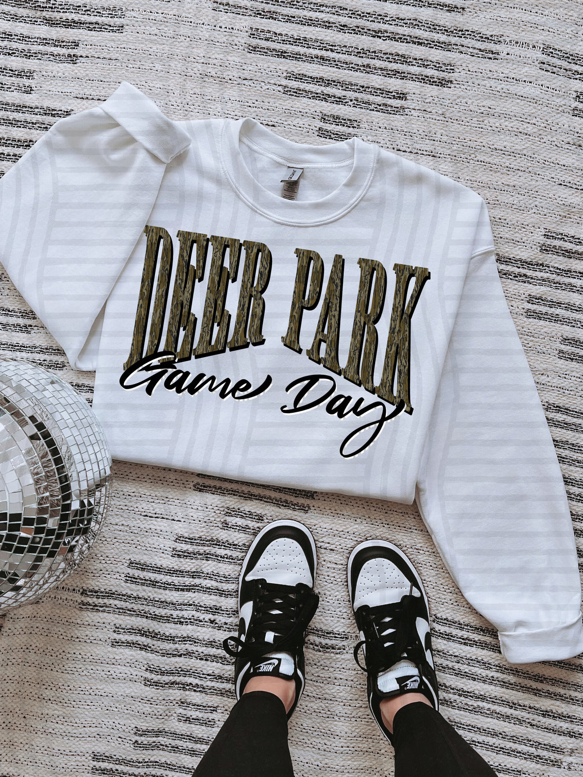 deer park game day arched camo font (Caplinger) DTF Transfer