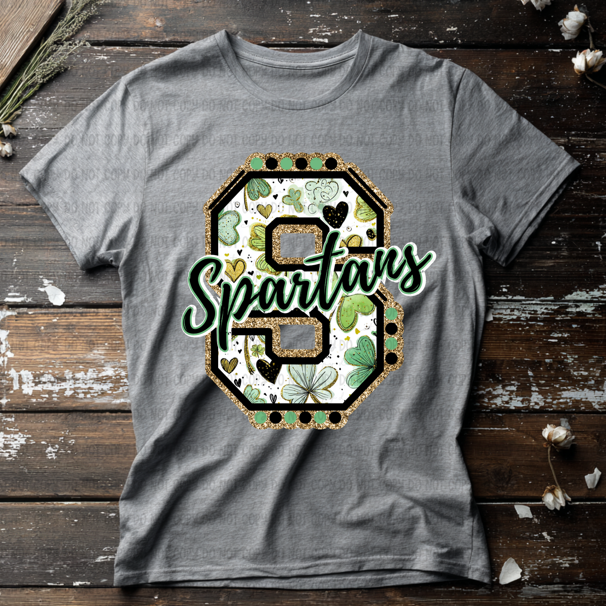 Spartans letter St. Patrick's Day GREEN (Revel) DTF Transfer
