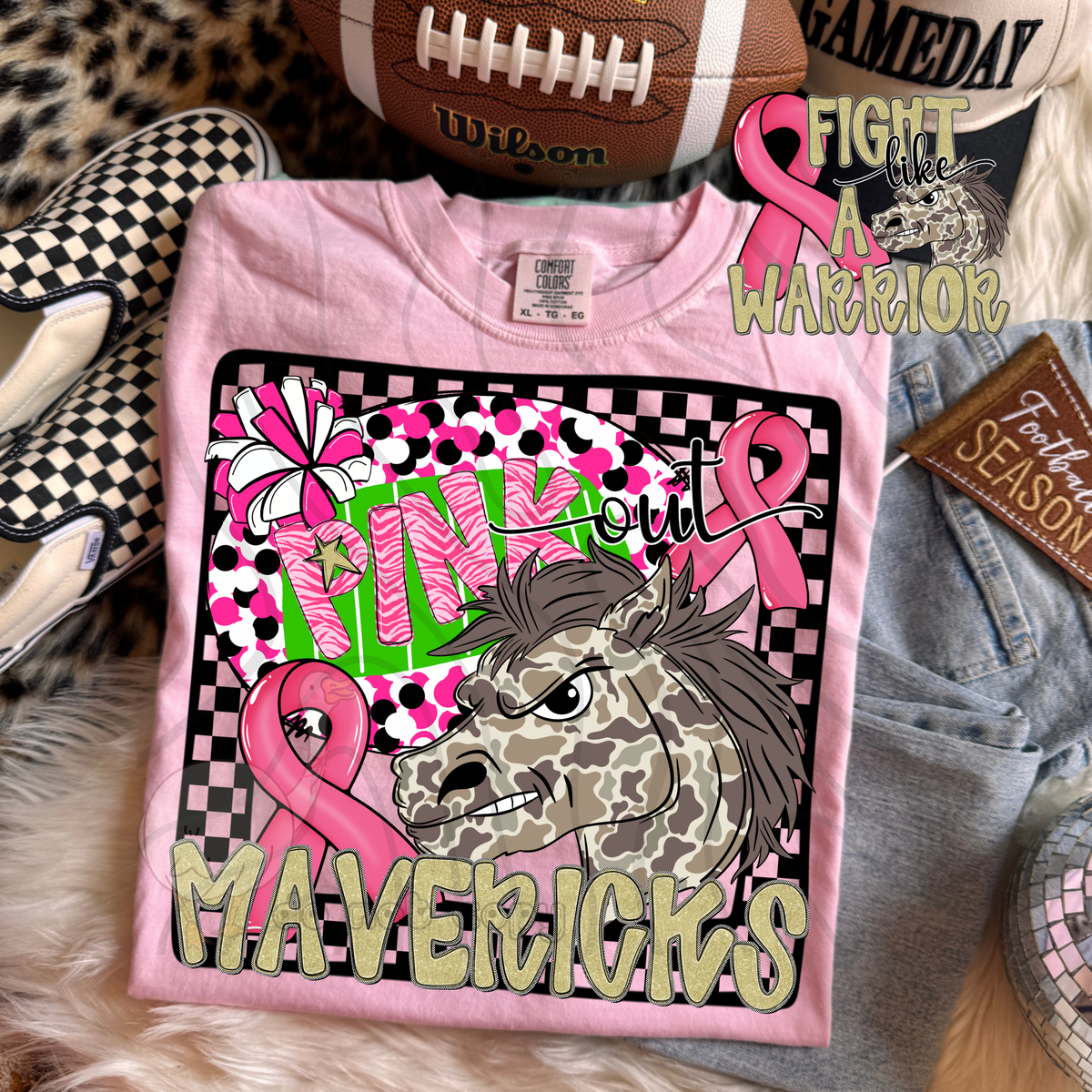 Mavericks pink out camo (DKD) DTF transfer