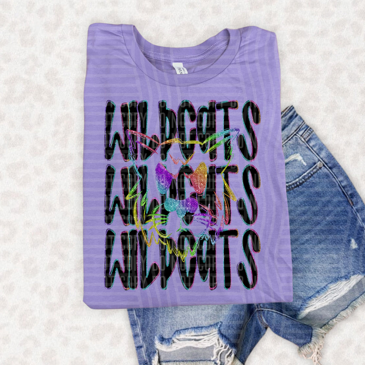 Wildcats Glitter Filled Word Stacked 108540 DTF Transfer