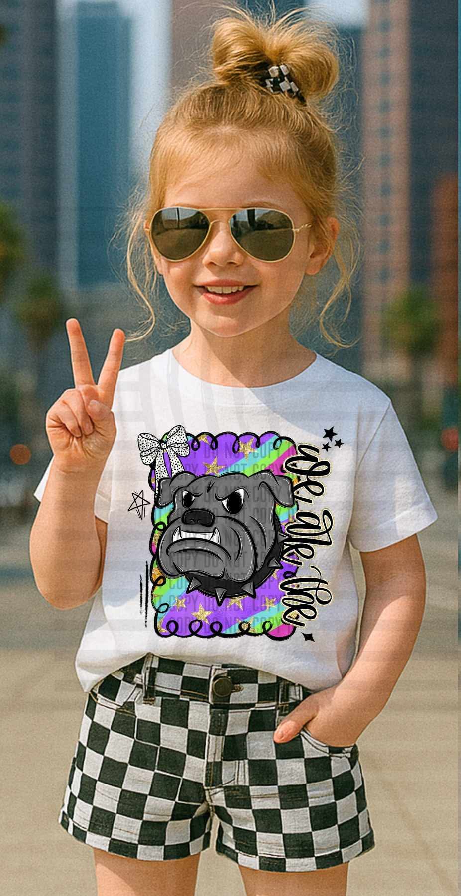 We are the Bulldogs 2 Preppy Swirl Mascots (Caplinger) DTF transfer