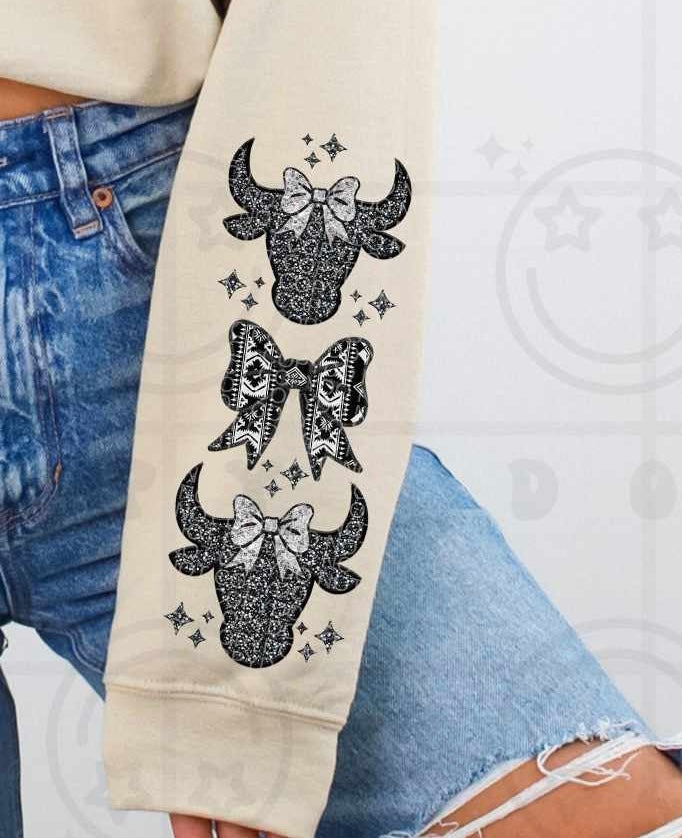 Bull head with bows sleeve (HW) 79225 DTF transfer