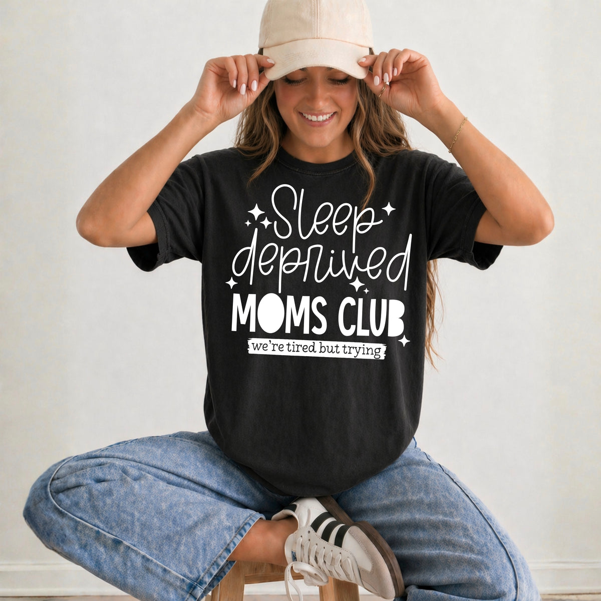 Sleep deprived moms club (white) (CSC) DTF Transfer