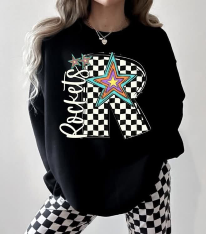 R rockets checkered with stars (S&G) 87179 DTF transfer